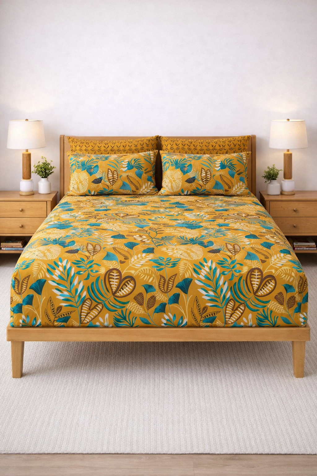 Pure Cotton Fitted Sheet Set - Ginko Floral