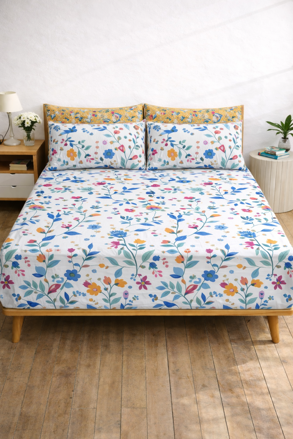 Pure Cotton Fitted Sheet Set - Floral Glory