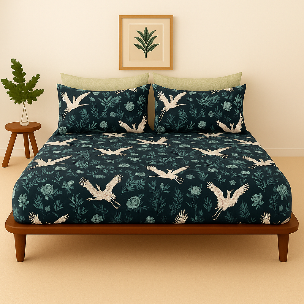 Pure Cotton Fitted Sheet Set - Lotus