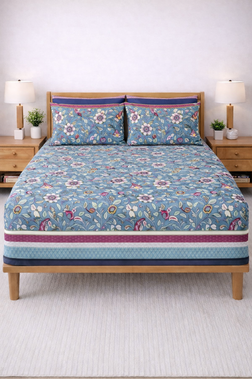 Pure Cotton Fitted Sheet Set - Florence