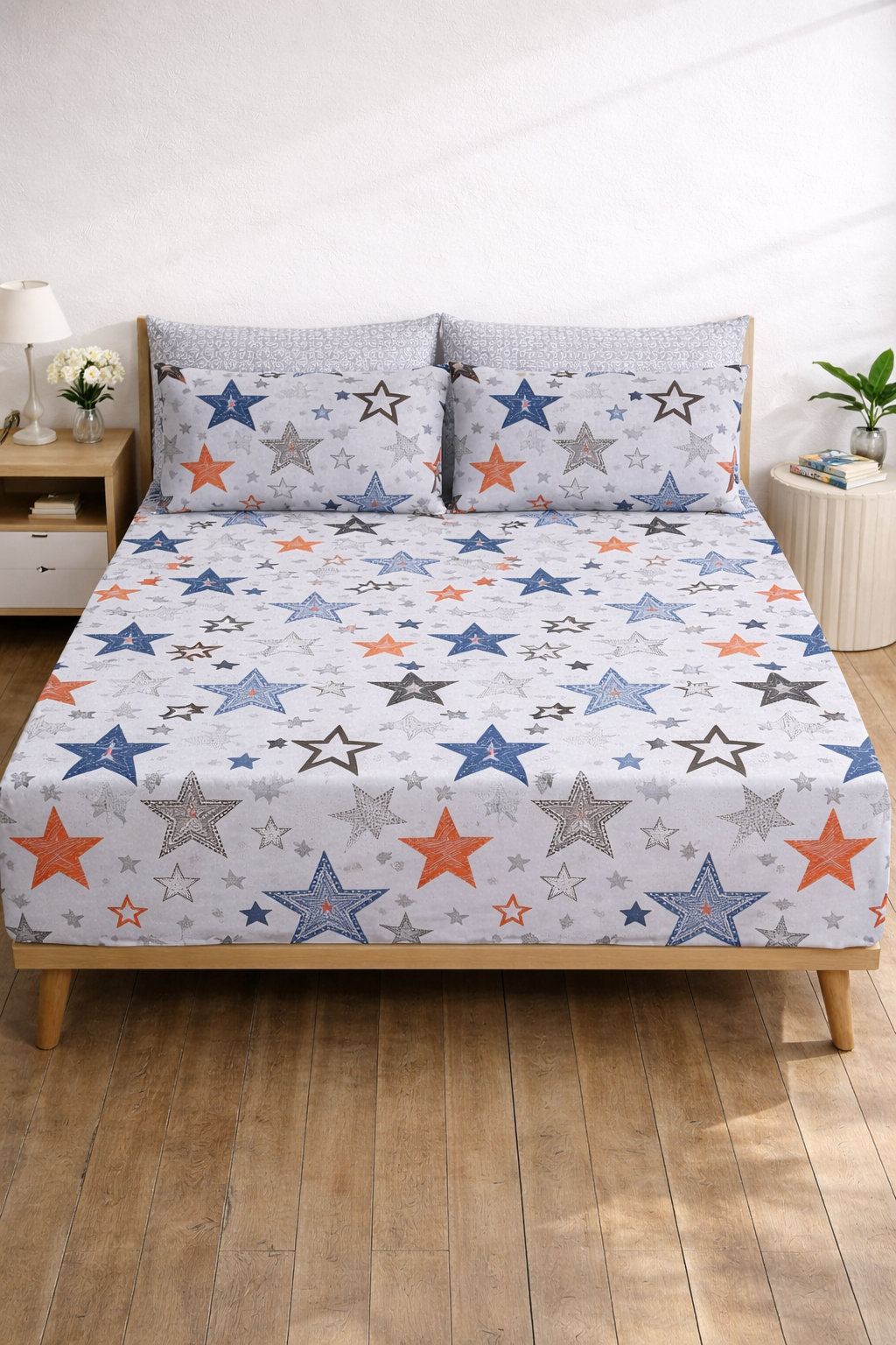 Pure Cotton Fitted Sheet Set - Stars