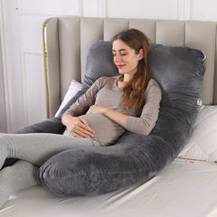 Full Body U Shape Velvet Pillow - Dark Grey