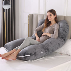 Full Body U Shape Velvet Pillow - Dark Grey