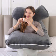 Full Body U Shape Velvet Pillow - Dark Grey