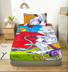 Cartoon Character Fitted Bed Sheet - Tom & Jerry