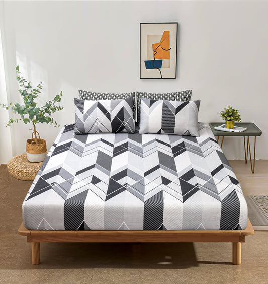 Pure Cotton Bed Sheet Set - Trio Grey