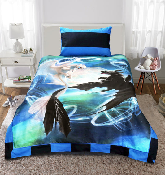 Cartoon Character Bed Sheet - Dragon Fight