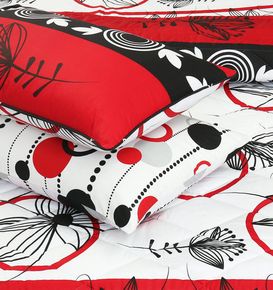 4 Pillows Cotton Bed Sheet - Red Blooms