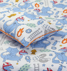 Cartoon Character Bed Sheet - Fire Fighters