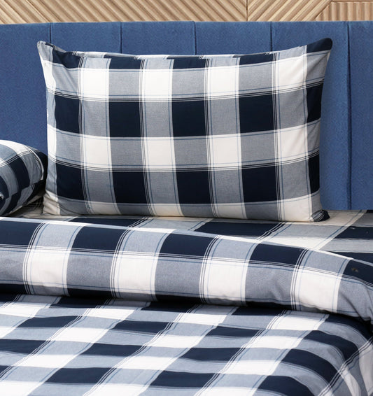 4 Pillows Cotton Bed Sheet - Checks