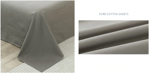 Cotton Sateen Plain Bed Sheet - Grey