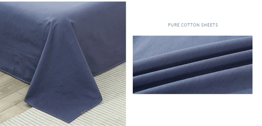 Cotton Sateen Plain Bed Sheet - Blue