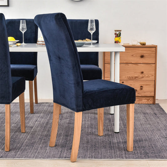 Suede Velvet Chair Covers - Dark Blue