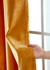 Dual Shades Premium Quality Velvet Curtain - Mustard & Grey