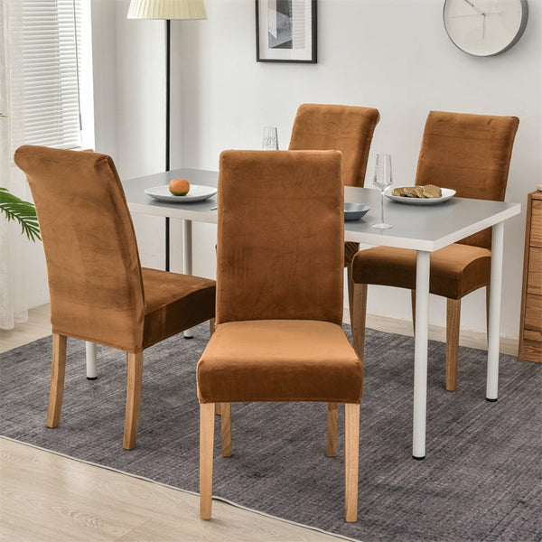 Suede Velvet Chair Covers - Rust Brown