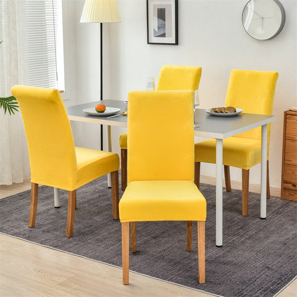 Suede Velvet Chair Covers - Yellow