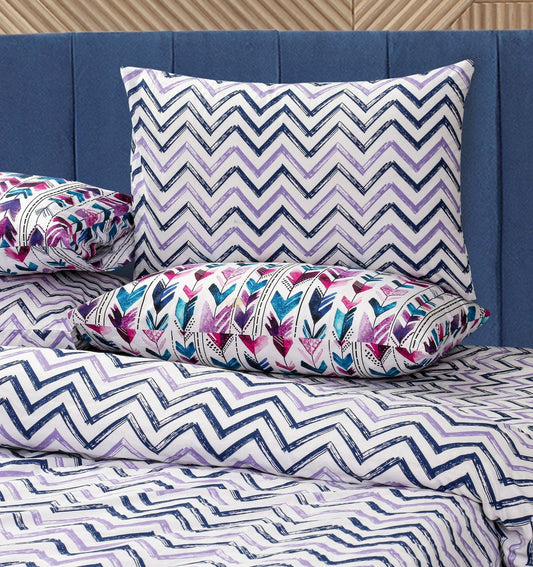 4 Pillows Cotton Bed Sheet - Zig Zags