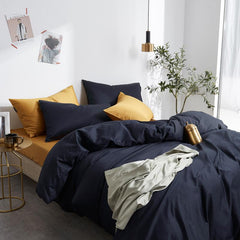 4 Pillows Cotton Sateen Bed Sheet - Iron Black