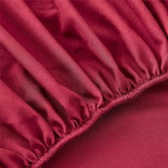 Cotton Fitted Bed Sheet With Pillows - Red