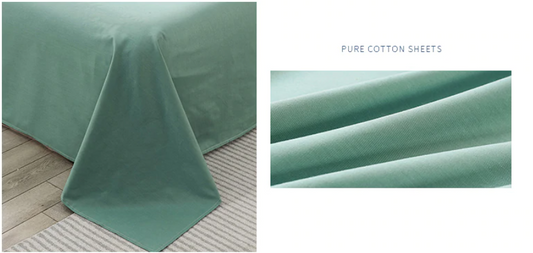 Cotton Sateen Plain Bed Sheet - Sea Green