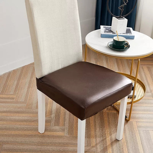 Dining Seat Waterproof PU Leather Covers - Dark Brown