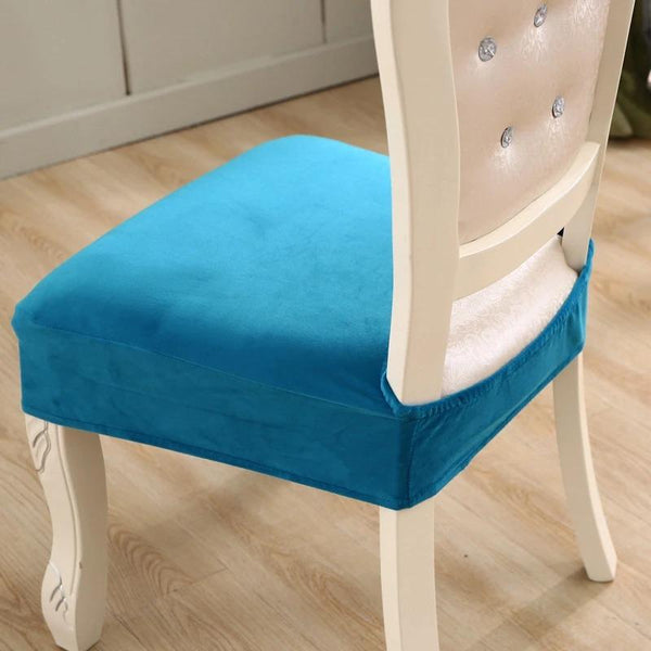 Dining Chair Velvet Seat Covers - Sky Blue