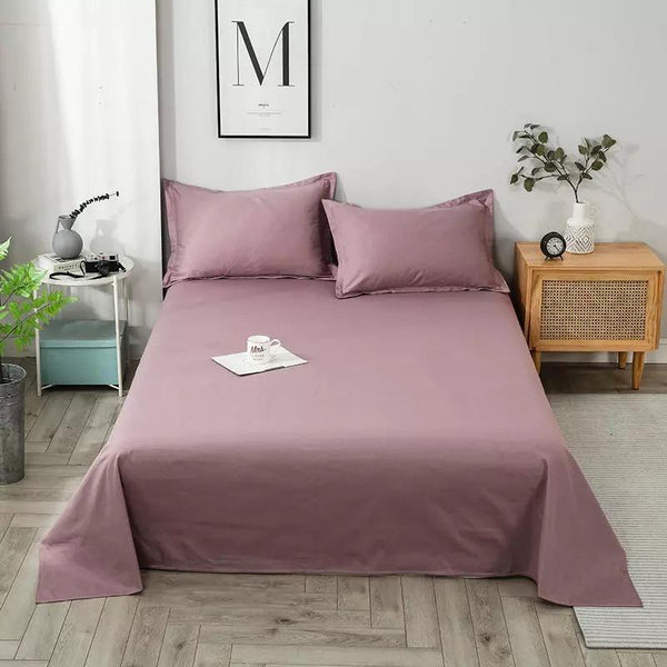 Cotton Sateen Plain Bed Sheet - Rose Pink