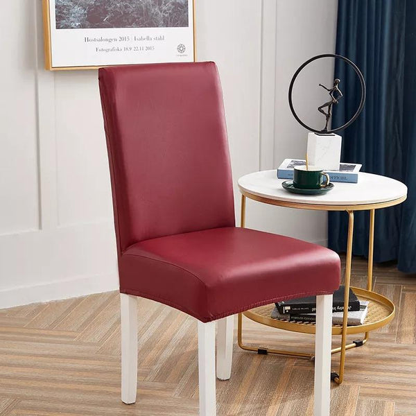 Waterproof PU Leather Dining Chair Covers - Maroon