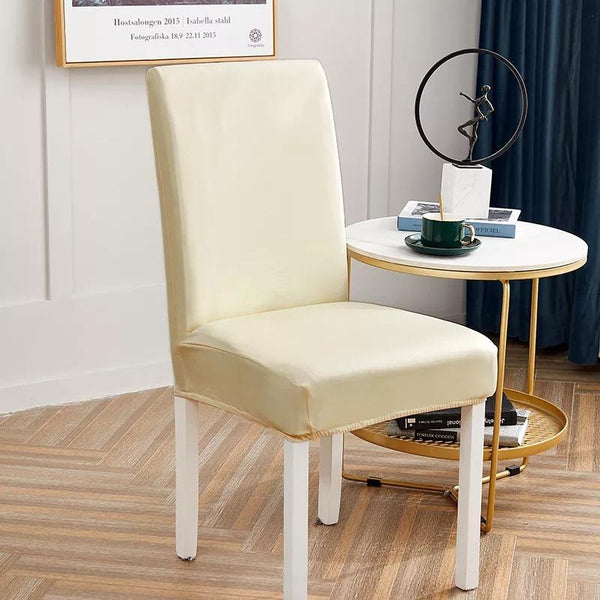 Waterproof PU Leather Dining Chair Covers - Off White