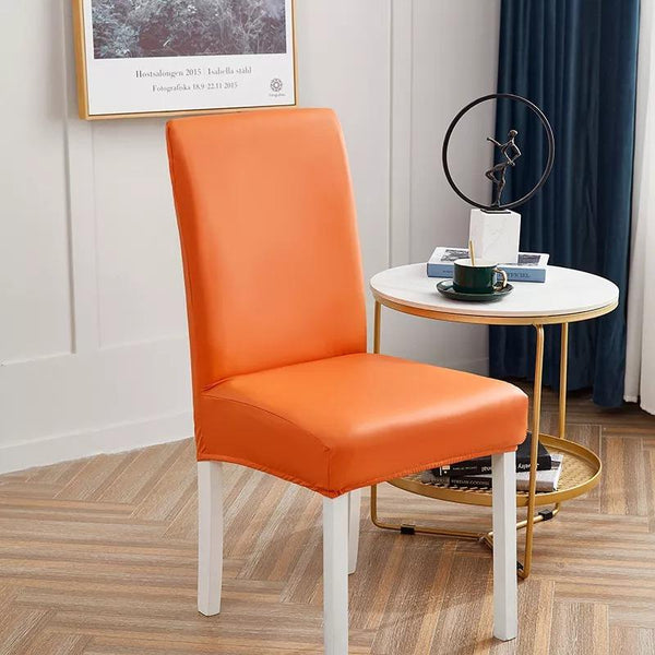 Waterproof PU Leather Dining Chair Covers - Orange